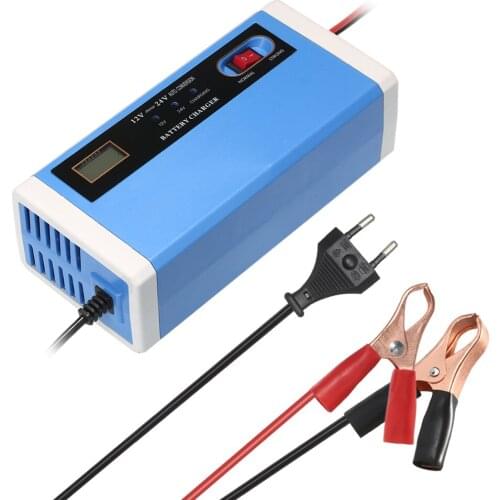 Car Battery Charger Power Charging 12V 24V 10A Intelligent Repair Type Automatic 3 Stages LCD Dry Wet Lead Acid Batteries 100AH