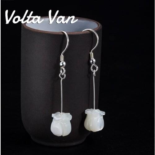 Volta Van Drop Earrings 925 Sterling Silver 2021 New Pendientes Plata Elegant Shell Flower Trendy Concise Party Women Earrings