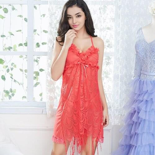 Women Sexy Lingerie Ladies Lace Transparent Conjoined Dress Suit Erotic Costumes Clothes Free Shipping