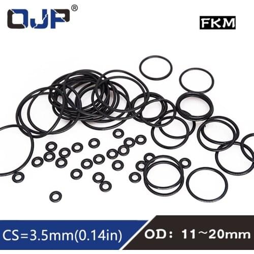 10PCS Fluorine rubber Ring Black FKM O ring Seal CS:3.5mm OD11/12/13/14/15/16/17/18/19/20mm Rubber O-Ring Seal Oil Ring Gasket