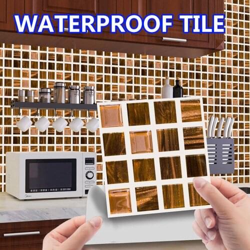 10pcs/Set 3D Crystal Tile Stickers DIY Waterproof Self-Adhesive Wall Stickers Kitchen Bath Decor Wall Stickers Waterproof Tiles