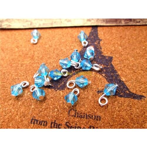 100pcs--6mm blue bead with Flat needle / needle hand made Charm( every one may have a little diffrent )