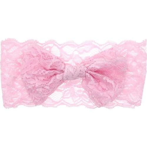 Baby girl boy lace bows headband children skinny stretchy Non-Marking Lace Bowknot elastic hair Band bebe turban wraps