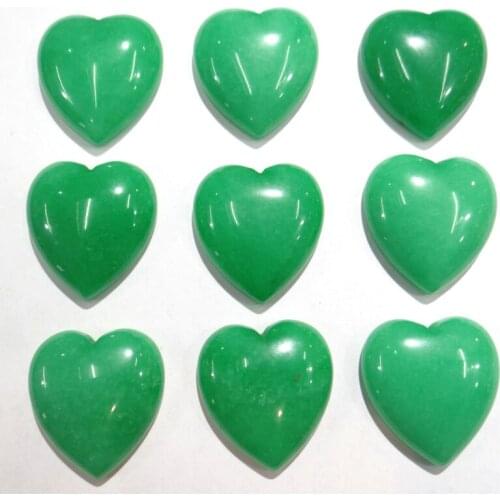30pcs Heart-shaped No Hole beads natural stone green jades cabochons 25*23mm beads For DIY Making Jewelry Necklace accessories
