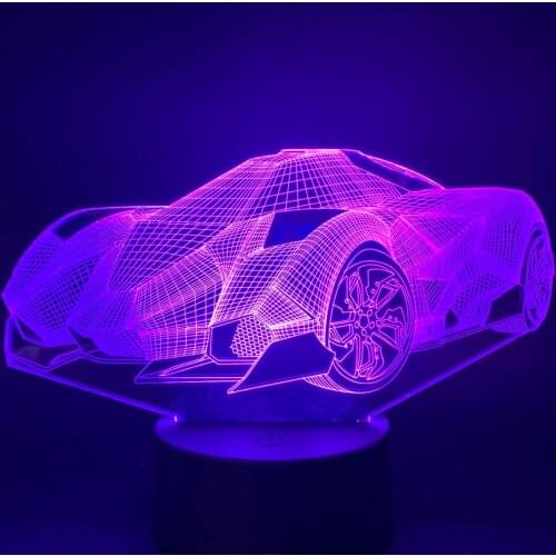 3D Lamp Novetly Super Car Color Changing with Remote Battery Powered Atmosphere Modern Present for Children Led Night Light Lamp