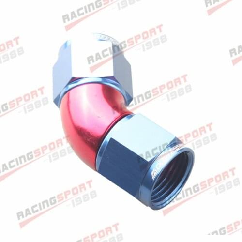 45 Degree AN-10 AN10 To AN10 Female To Female Full Flow Adapter Fitting Red/Blue