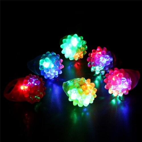 50pcs Hot Sell Cool Led Light Up Flashing Bubble Ring Rave Party Blinking Soft Jelly Glow Strawberry Light Up Rings Toy lighting