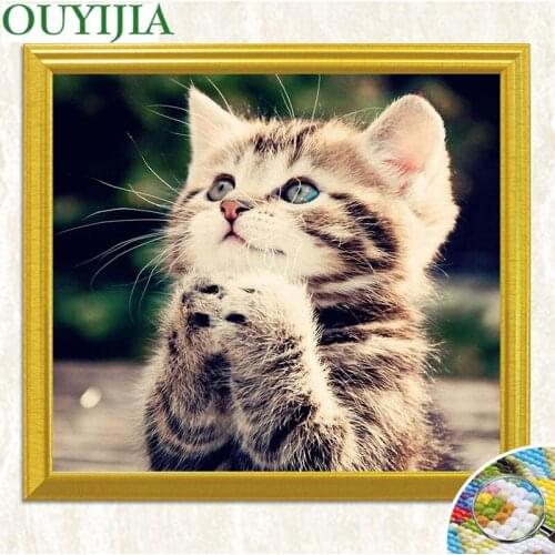 5D DIY Diamond Painting Full Square Round Rhinestone Embroidery Cute Cat Cross Stitch Craft Home Decoration Diamond Art