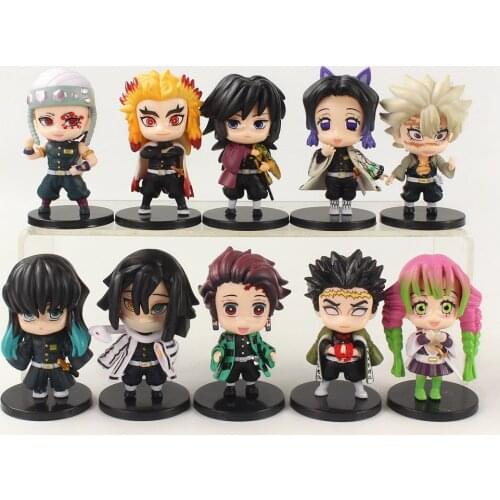 7-8cm 5pcs/Lot Anime Demon Slayer Kimetsu No Yaiba Q Posket Kamado Tanjirou Nezuko Agatsuma Kochou Shinobu PVC Figure Model Toys