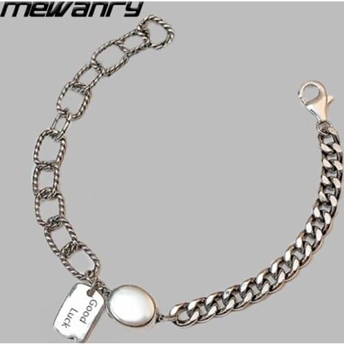 Mewanry 925 Sterling Silver Good Luck Card Vintage Bracelet New Fashion Design Party Jewelry Birthday Gifts for Women Wholesale