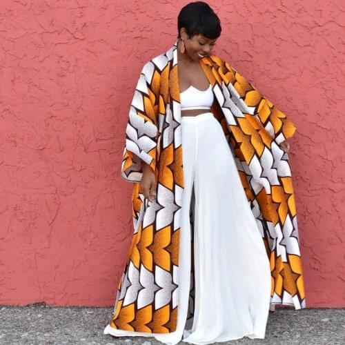 African Coat For Women Polyester Africa Clothing Dashiki New Style Spring Autumn Dress Fashion Africaine Femme One Piece