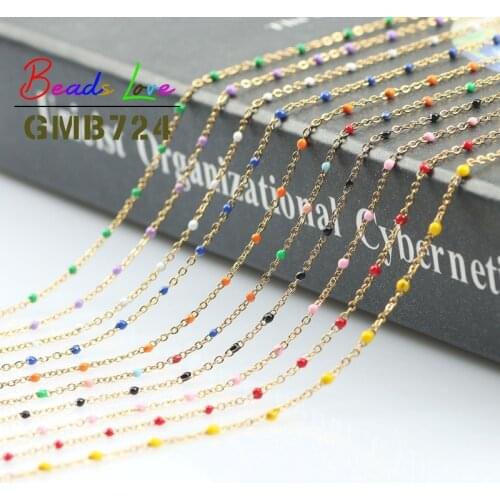 1 meter Gold Silver Plated Wire Wrapped Rosary Stainless steel Chain Round Beads Chains for Jewelry Making DIY Bracelet Necklace