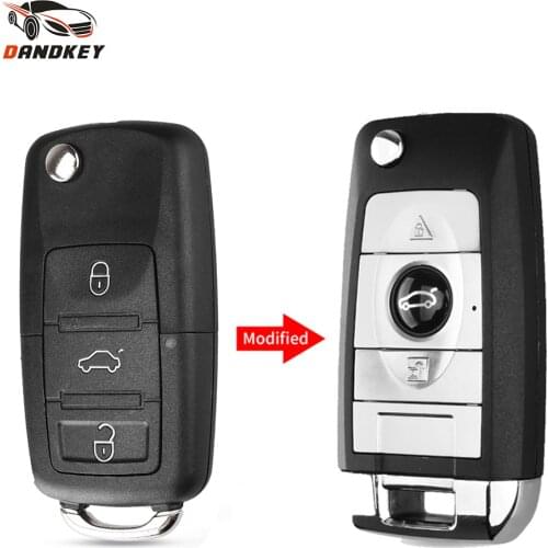 Dandkey 3 Buttons Folding Modified Remote Car Flip Key Shell Case For Volkswagen VW Jetta Golf Passat Beetle Polo Bora HU66