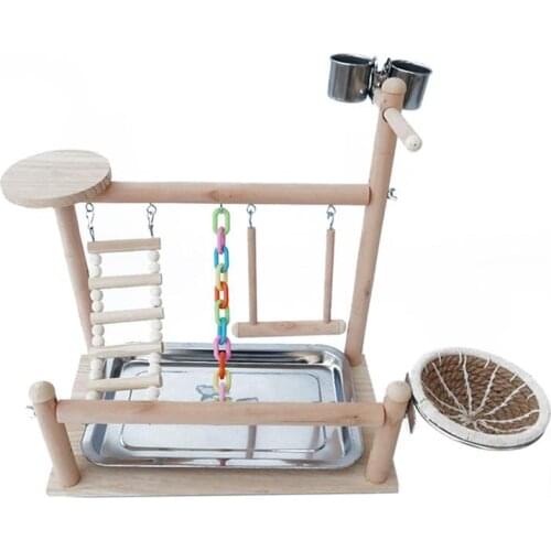 1Set Parrot Bird Swing Wood Hanging Stand Toy Parrot Playstand Pet Supplies