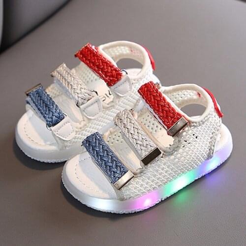 Baby Led Glowing Sandals 2020 Summer Boys And Girls Mesh Open Toe Beach Sandals Childrens Toddler Casual Shoes 1-8 Years Old