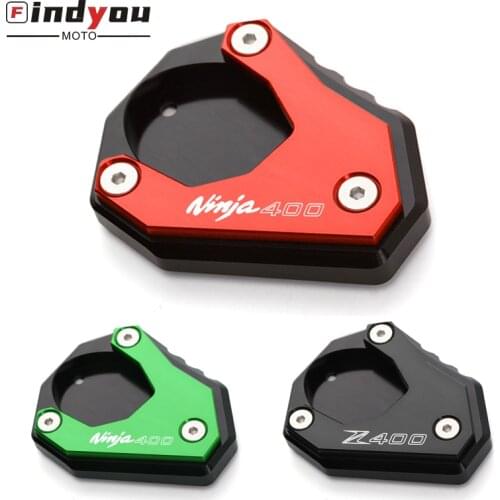 For KAWASAKI NINJA400 NINJA 400 Z400 2018 2019 2020 Motorcycle CNC Kickstand Foot Stand Extension Pad Support Plate Enlarge