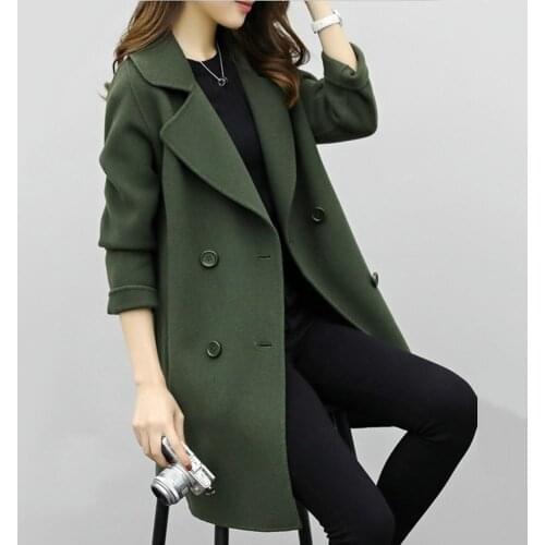 Double Breasted Ladies Long Sleeve Loose Suit Coat Jacket Women blazers Female Solid color long suit loose slim jacket
