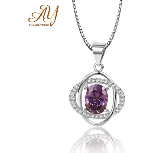 Anillos Yuzuk Oval Topaz Pendant Necklace 925 Sterling Silver Choker Statement Necklace Women Silver 925 Jewelry With Chain