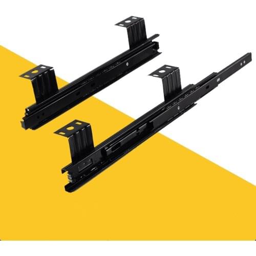 2pcs 10-12" Three-Section Cabinet Slides Computer Keyboard Track Buffer Slide Bracket 25cm/30cm Rail Sliding Pulley Support