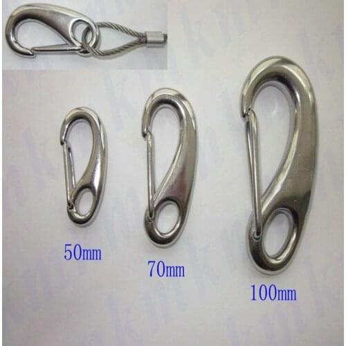 HQ 10PCS AISI304 Stainless Steel Egg Shape Spring Snap Hook Clip Quick Link Carabiner Eye Shackle Lobster Buckle