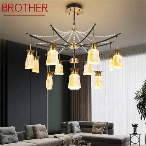 BROTHER Pendant Light Contemporary Luxury Brass LED Crystal Lamp Fixtures For Home Living Room Decoration