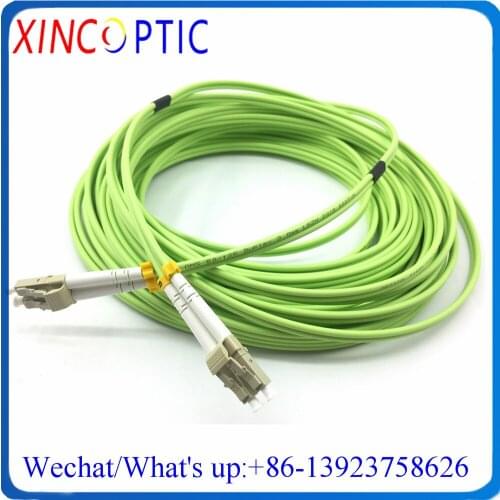 LC/ST/FC/SC MM DX Duplex OM5 3.0mm Wideband PVC(OFNR) 20M Lime Green Color Multimode Dual Fiber Optic Patch Cord Cable Connector