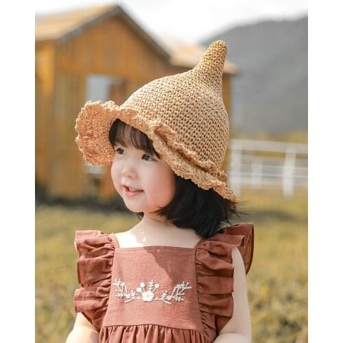 Girls Fisherman Hat 2021 Summer Baby New Foreign Hand Woven Hat Childrens Leisure Sun Hat