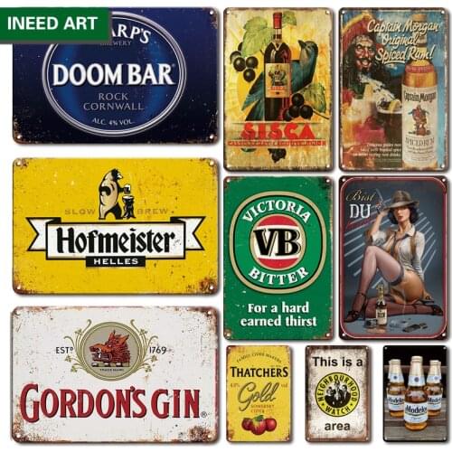 Retro Beer Metal Tin Sign Wall Accessories Vintage Bar Decorative Wall Poster Home Decor Room Art Plaque