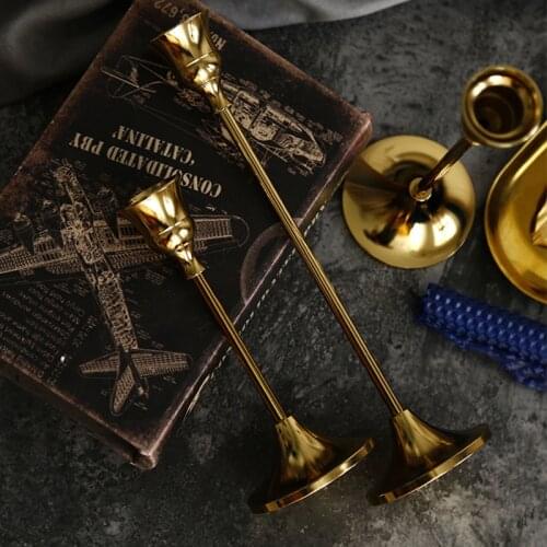 Retro Metal Candlestick Wrought Iron Electroplating Candle Holder Wedding Home Decoration Photography Props Ornament Canlde Rack