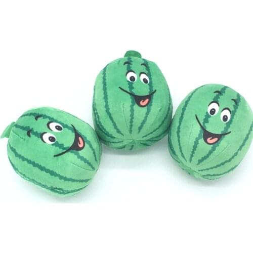 Cute Cartoon Plush Watermelon Dog Chew Squeak Toys Pet Interative Toy Puppy Cat Teeth Clean Molar Squeaking Toy Ball Pet Supply