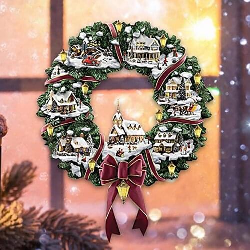 Santa Claus Wreath Wall Stickers DIY Home Door Window Decal Christmas Decoration