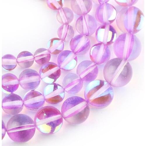 YHBZRET Natural Light purple Stone Labradorite 6/8/10MM Light Shining Loose beads for jewelry making bracelet DIY Accessories