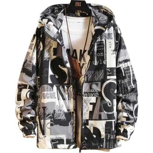 2021 New Arrivals Casual Basic Jackets Women Fashion Graffiti Hooded Windbreaker Puls Size 5XL Jacket Female Windbreake