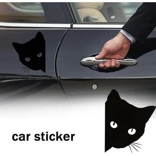 12 x 15cm Cat Face Reflective Car Stickers Cartoon Animal Sticks for Car / Motorcycle