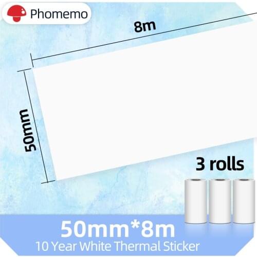 Phomemo Thermal Paper 53mm*3.5M for Phomemo M02/M02 Pro/M02S/M03 Compatible Bluetooth Thermal Pocket Printer