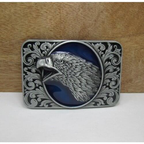 BuckleClub retro blue enameled eagle head jeans gift cowboy belt buckle FP-01942 for men 4cm width loop drop shipping