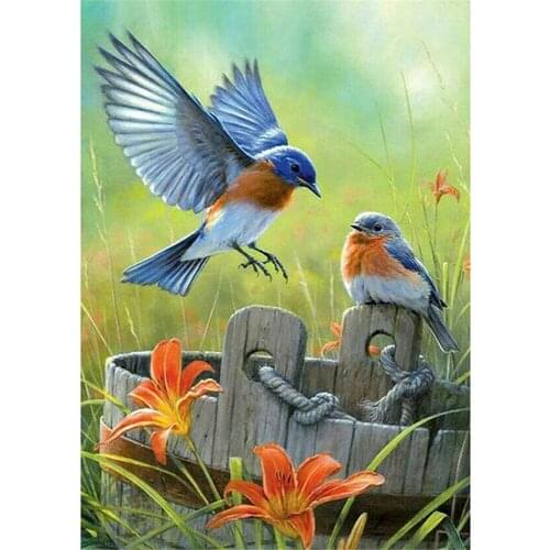Bird Flower Printed Fabric 11CT Cross Stitch Full Kit DIY Embroidery DMC Threads Painting Knitting Sewing Hobby Wholesale