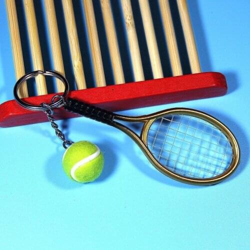 Racket Keychain Keyrings Mini Tennis Ball Shape Keyring Sports Equiment Theme Key Chain Souvenir Cute Car Key Rings