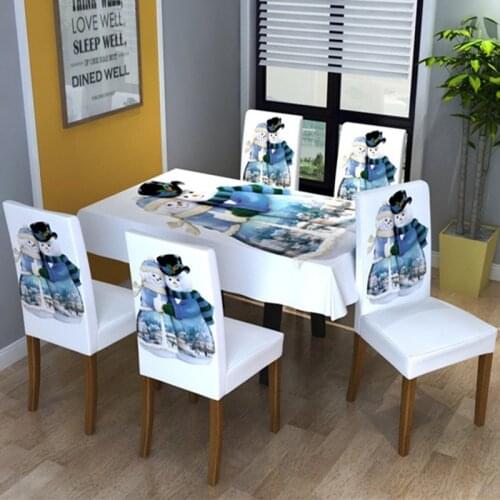 Christmas Decorations Elastic Chair Cover Rectangular Dining Table Cloth Dustproof Covers Home Xmas Snowman Tablecloths 5 Sizes