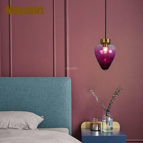 Nordic Stained Glass Pendant Light Modern Bedroom Living Room Kitchen Hanging Lamps Art Deco Bar Cafe Dining Room Light Fixtures