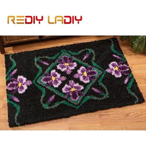 Latch Hook Rug Crocheting Cushion Mat Iris Flowers Tapestry Kits Acrylic Yarn Pre-Printed Canvas DIY Carpet Rug Arts & Crafts