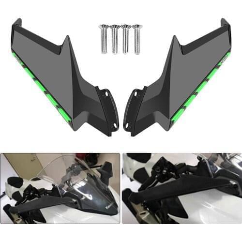 For Kawasaki ZX10R 16-21 Motorcycle Rearview Mirror Wind Flow Front Fairing Side Spoiler Winglets Fixed Wind Aerodynamic Wing