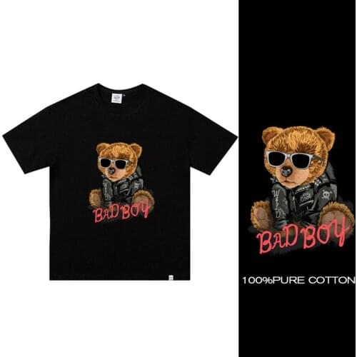 S-7xl Cotton Cartoon Bear T-shirt Mens Loose Round Neck Short-sleeved Mens T-shirt Harajuku Casual Oversized T-shirt Shirt Top