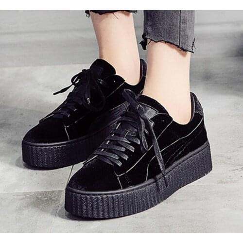 OLOMLB Womens Round Toe Velvet Lace Up Flats Sneakers Platform Skateboard Shoes Athletic Casual Spring&Warm Winter Styles 2020