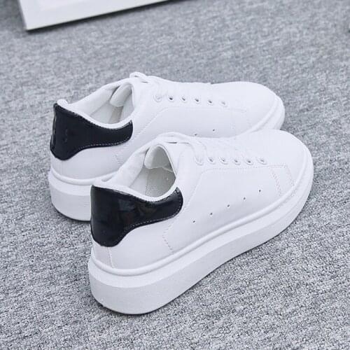 New Spring Summer Women Casual Shoes Tenis Feminino Lace Up White Shoes Woman PU Leather Flats Female Shoes Women Sneakers M9-69
