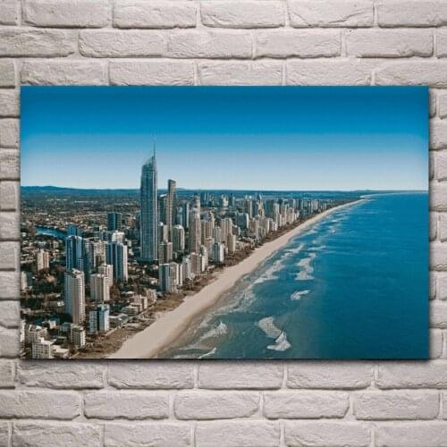 Gold coast australia sea shore beach cityscape living room decoration home art decor wood frame fabric poster KG598