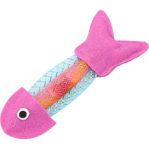 Legendog 1pc Cat Chewing Toy Cloth Silvervine Fish Shape Kitten Chew Toy Cat Teething Toy Pet Supplies Pet Accessories