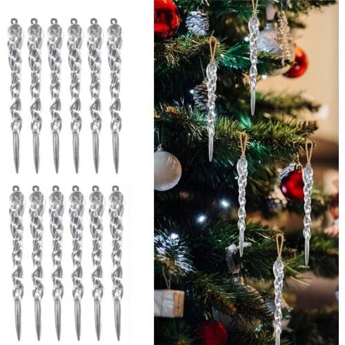 12pcs/set 13cm Christmas Ornaments Simulation Ice Tree Hanging Ornament Fake Winter Party Prop Christmas Tree Hanging Decoration