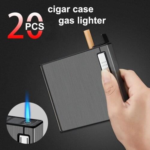 2 In 1 Gas Cigarette Lighter Automatic smoke cigarette lighter Windproof creative cigarett Outdoor Lighter mens gift