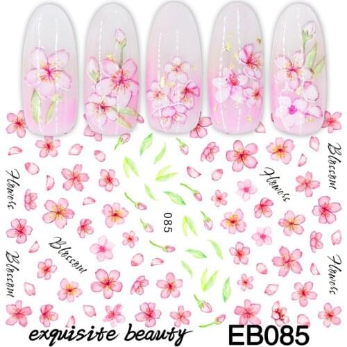 3D Stickers for Nails Summer Sticker Pink Artificial Flowers Bud Designs Nail Art Decorations Foil Wrap Manicure Accessories